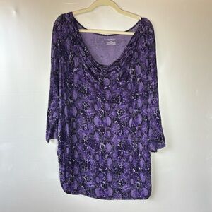 Lane Bryant Purple Patterned Blouse